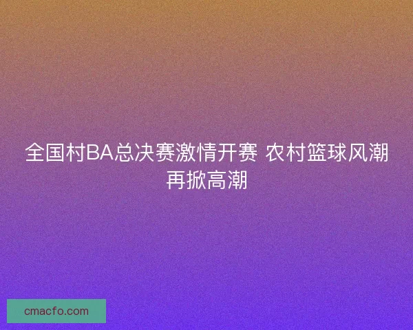 全国村BA总决赛激情开赛 农村篮球风潮再掀高潮